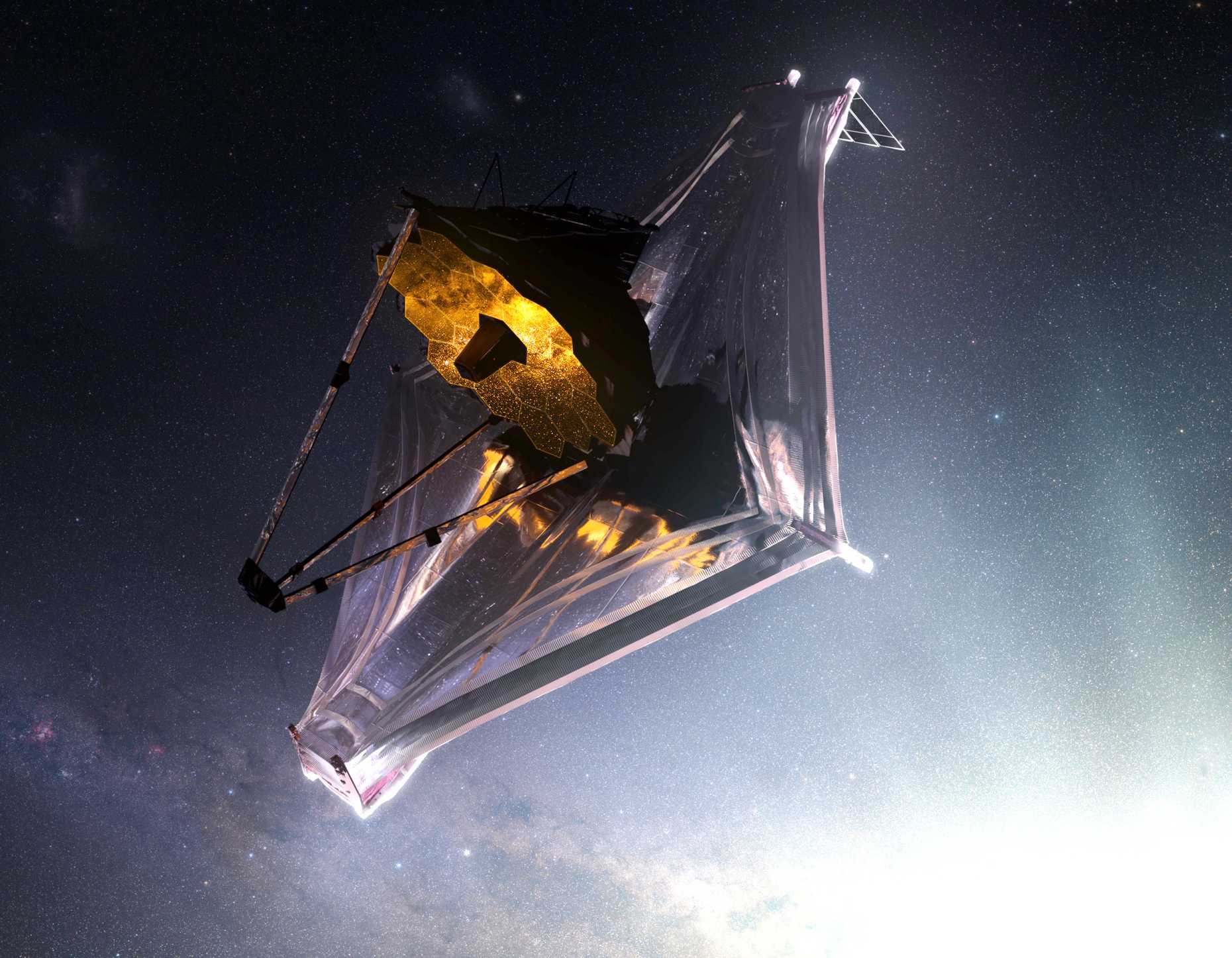 Vergrösserte Ansicht: Künstlerische Darstellung des James Webb-Weltraumteleskops